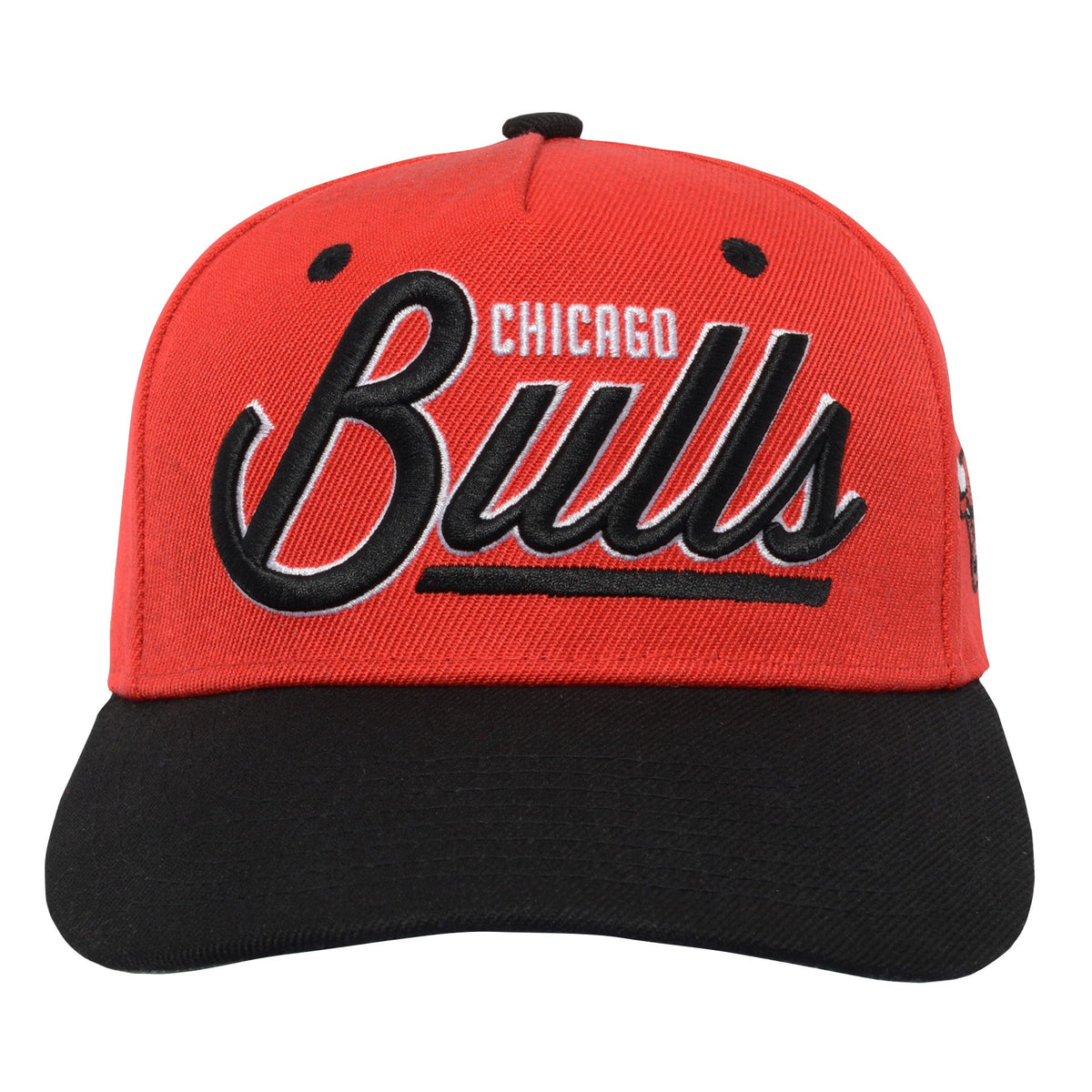 Youth Chicago Bulls NBA Two-Tone Red/Black Retro Script Adjustable Hat product image 2, provided for visual reference and