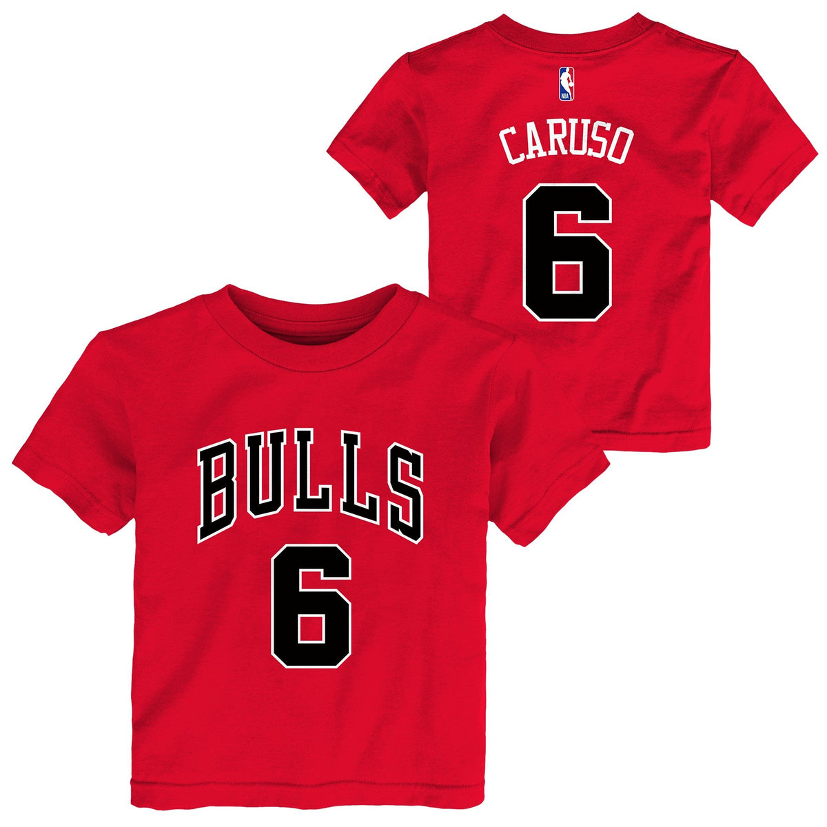Toddler Alex Caruso Red Chicago Bulls Name & Number T-Shirt product image 1, provided for visual reference and product