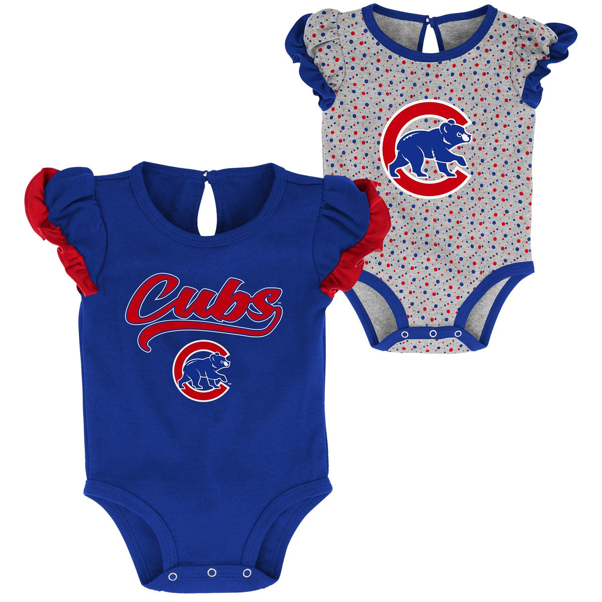Infant Girls MLB Chicago Cubs Scream and Shout Short Sleeve 2 Pack Creeper Set product image 1, provided for visual