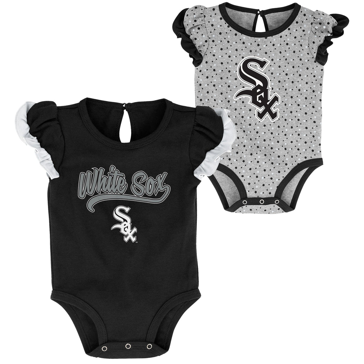 Infant Girls MLB Chicago White Sox Scream and Shout Short Sleeve 2 Pack Creeper Set product image 1, provided for visual
