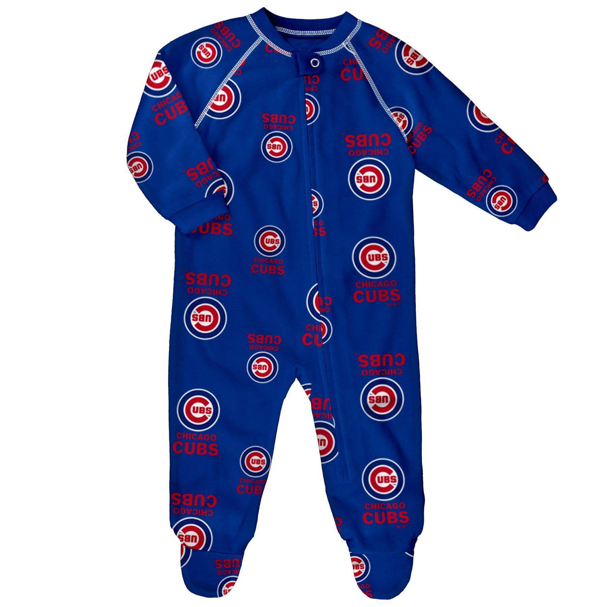 Chicago Cubs Infant Raglan Zip Up Coverall By Outerstuff product image 1, provided for visual reference and product detail