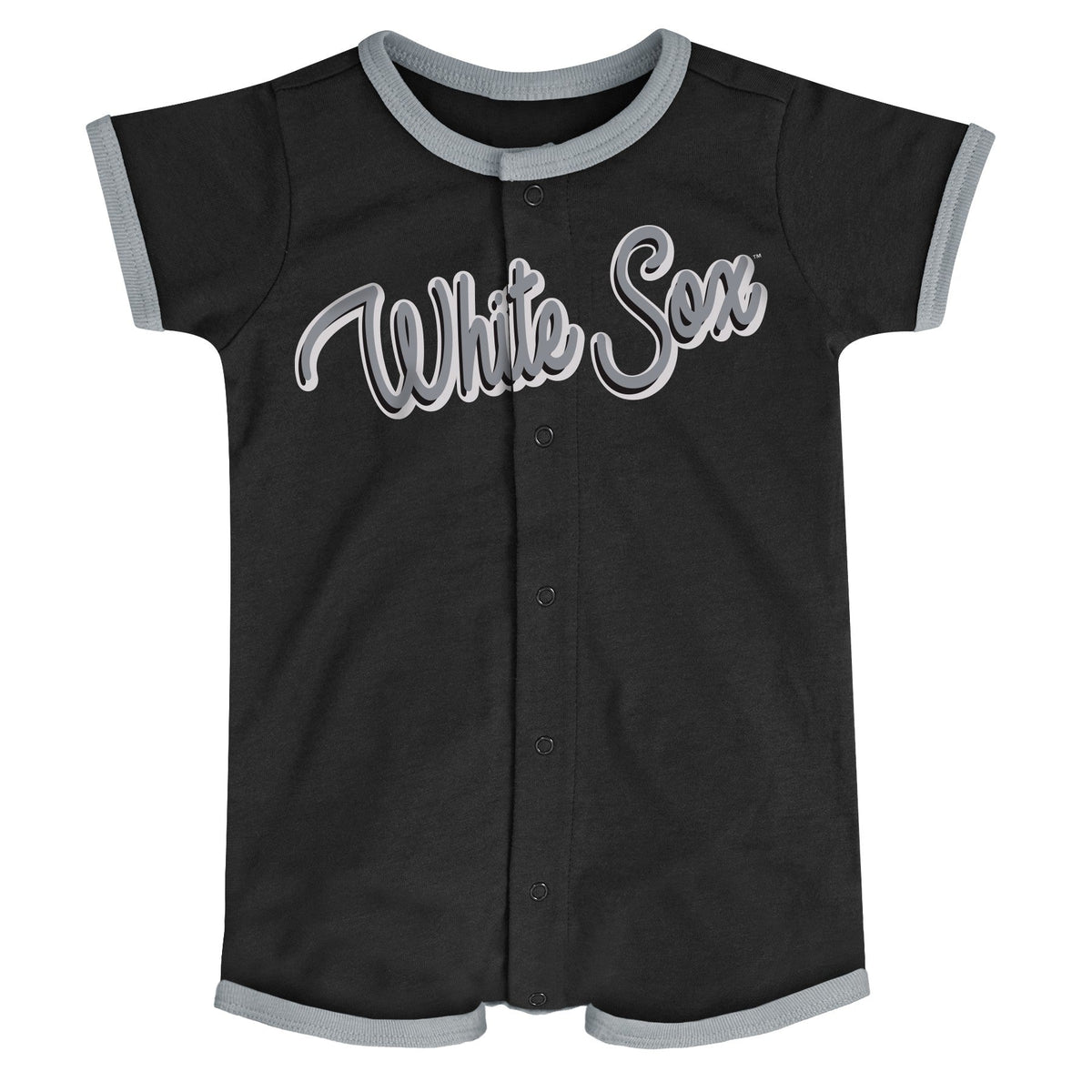 Infant MLB Chicago White Sox Black Power Hitter Short Sleeve Coverall product image 1, provided for visual reference and
