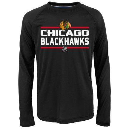 Youth Chicago Blackhawks Black Dri-Tek Performance Long Sleeve T-Shirt product image 1, provided for visual reference and