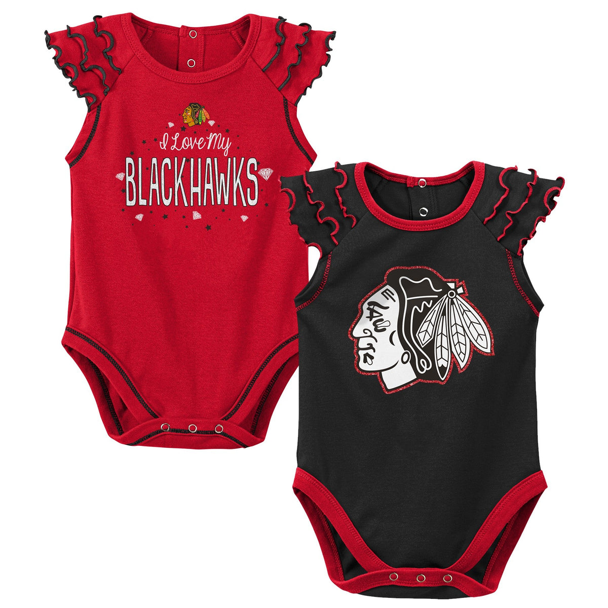Infant Girls Chicago Blackhawks Shining All Star Short Sleeve Creeper 2-Pack product image 1, provided for visual reference