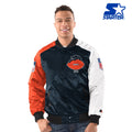 Chicago Bears 1946 Logo Navy/Orange Varsity Starter Satin Jacket for Men product image 1, provided for visual reference and