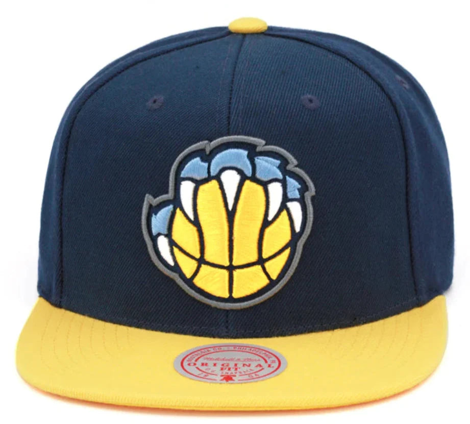 Vancouver Grizzlies Mitchell & Ness Navy/Gold Alternate Core Basic Adjustable Snapback Hat for Men product image 2, provided