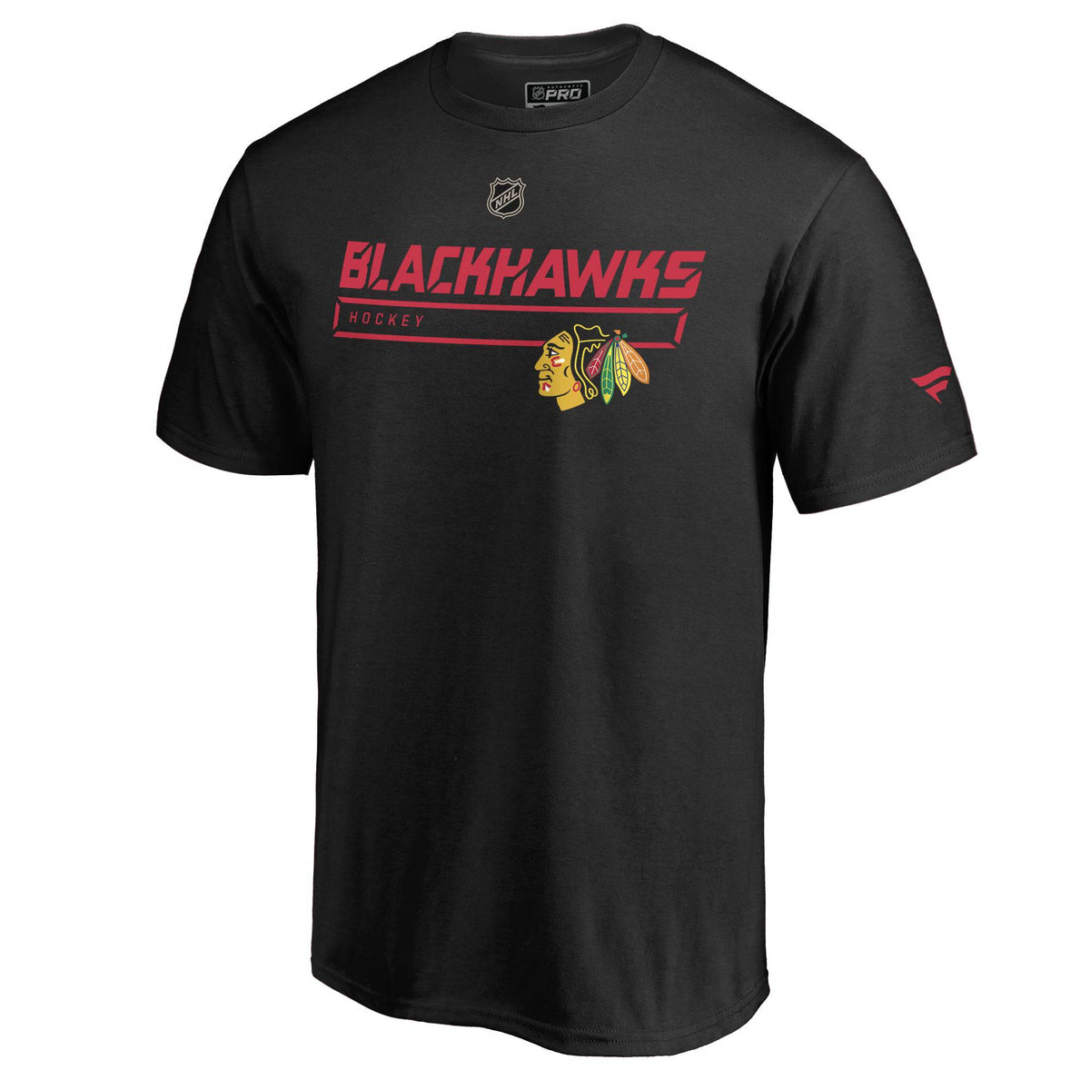 Mens Chicago Blackhawks Fanatics Branded Authentic Pro Prime Short Sleeve Black T-Shirt product image 2, provided for visual