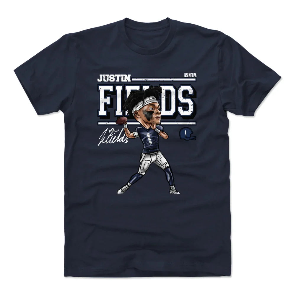 500 Level Justin Fields Chicago Bears NFLPA Cartoon Navy T-Shirt for Men product image 1, provided for visual reference and