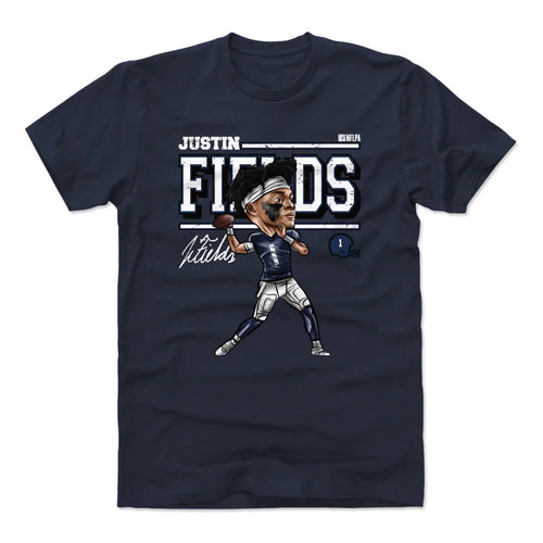 500 Level Justin Fields Chicago Bears NFLPA Cartoon Navy T-Shirt for Men product image 1, provided for visual reference and