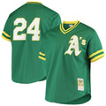 Oakland Athletics Rickey Henderson 1991 Mitchell & Ness Green Cooperstown 1987 Mesh Batting Practice Jersey for Men product
