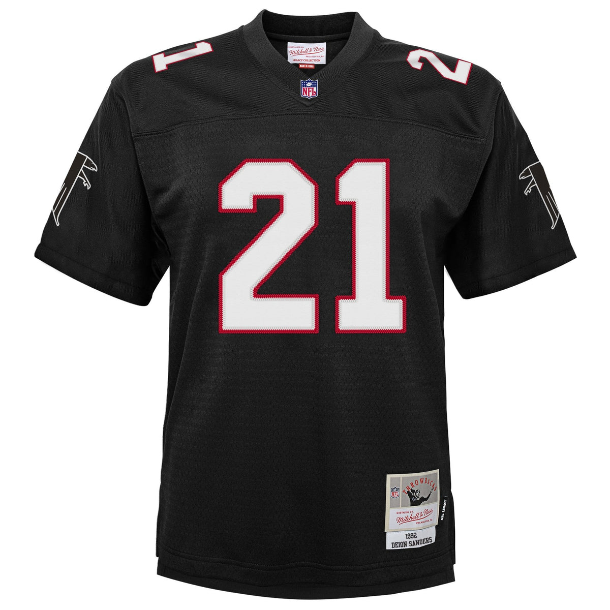 Youth Atlanta Falcons Deion Sanders Mitchell & Ness Black 1992 Retired Player Vintage Replica Jersey product image 2,
