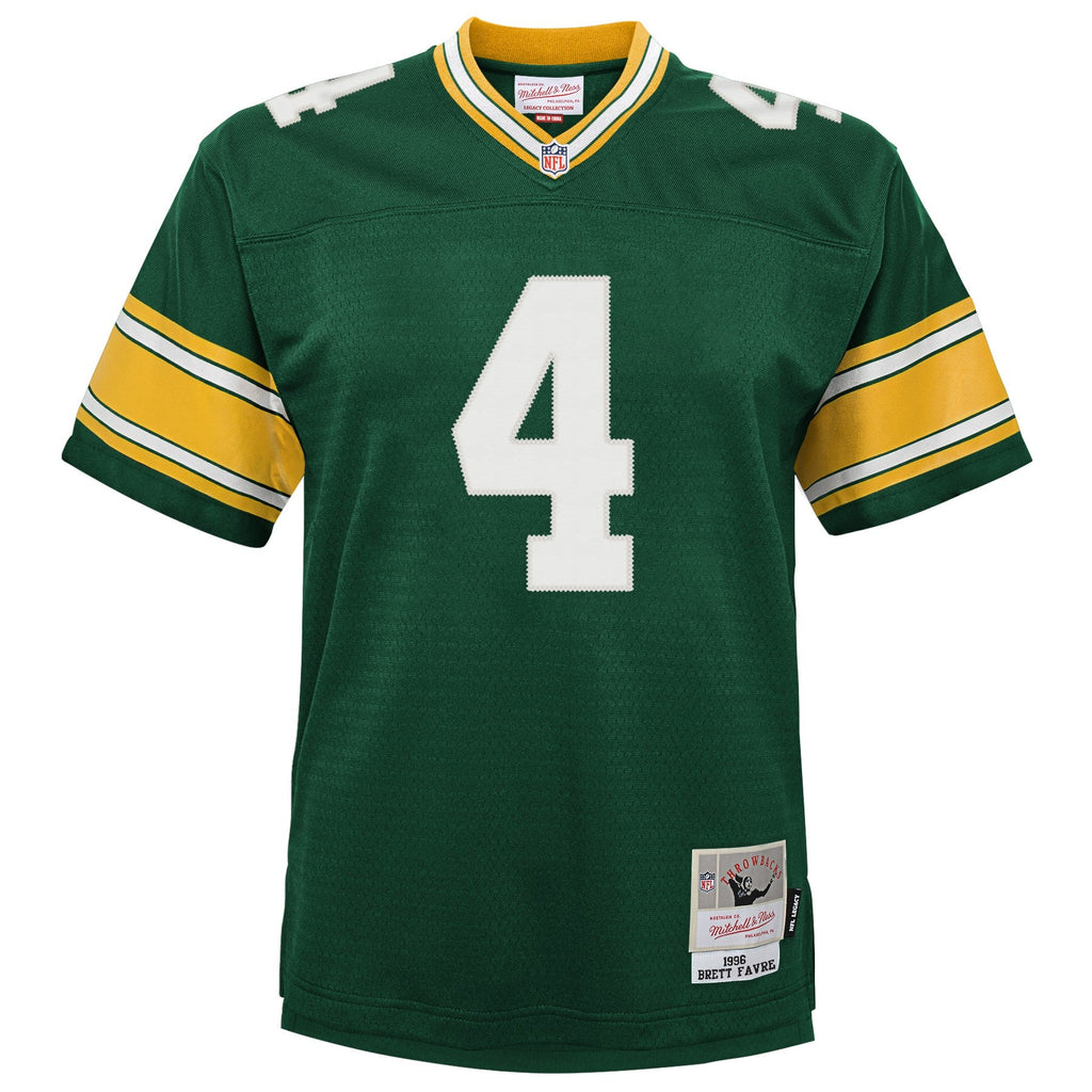 Youth Green Bay Packers Brett Favre 1996 Mitchell & Ness Green Retired Player Vintage Replica Jersey product image 2,