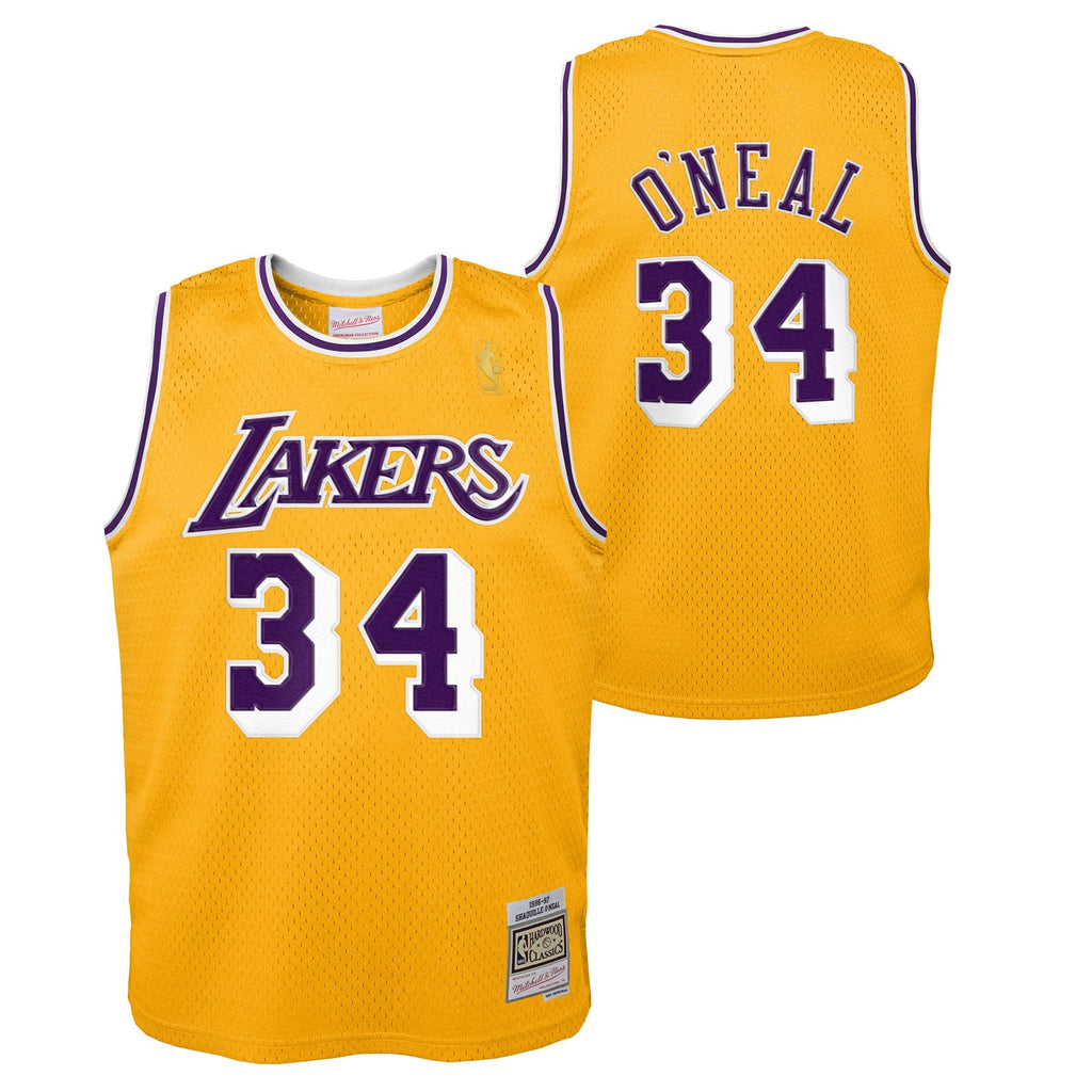 Youth Los Angeles Lakers Shaquille O`Neal Mitchell & Ness Gold 1996-97 Hardwood Classics Swingman Jersey product image 1,