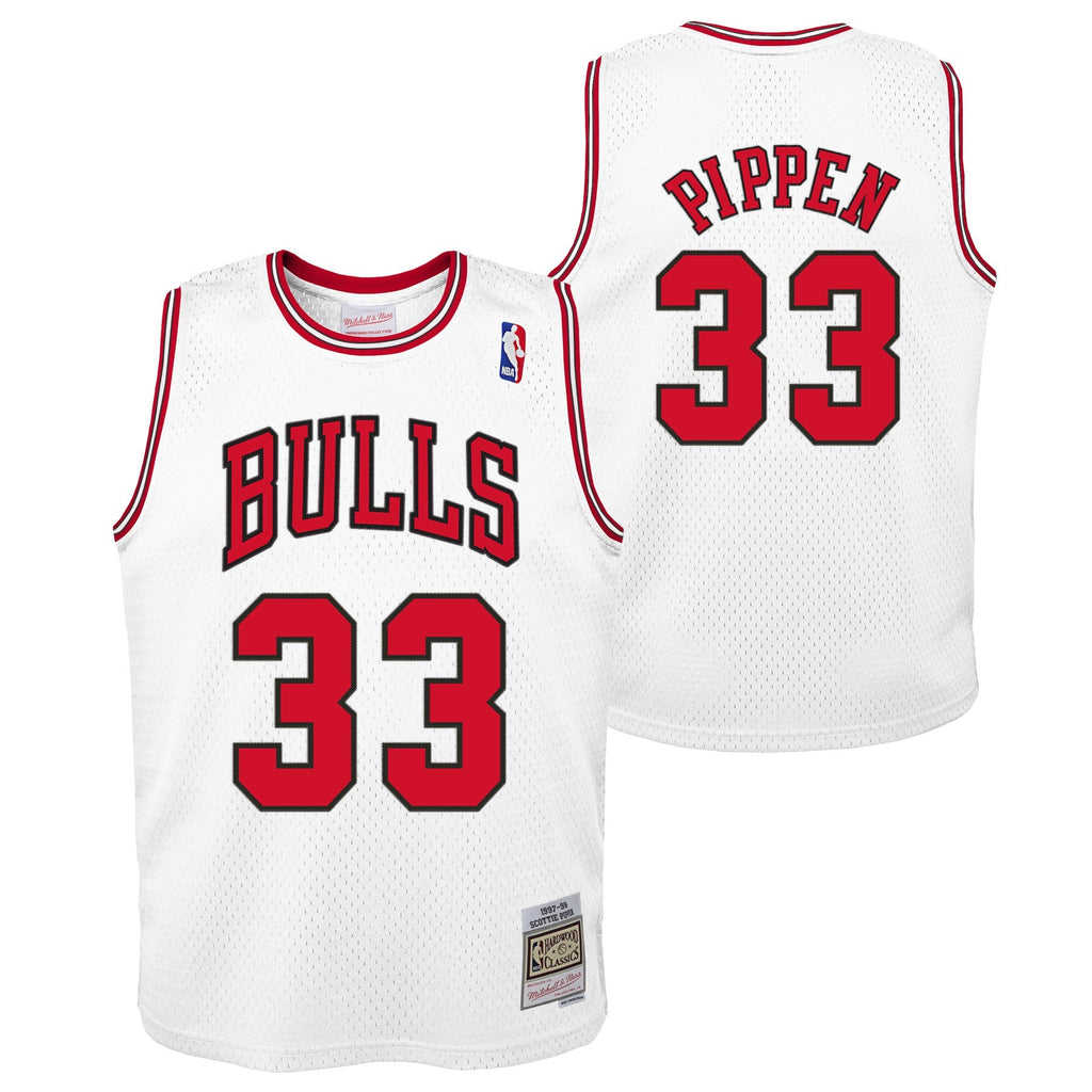 Youth Chicago Bulls Scottie Pippen Mitchell & Ness White Hardwood Classics Swingman Jersey product image 1, provided for