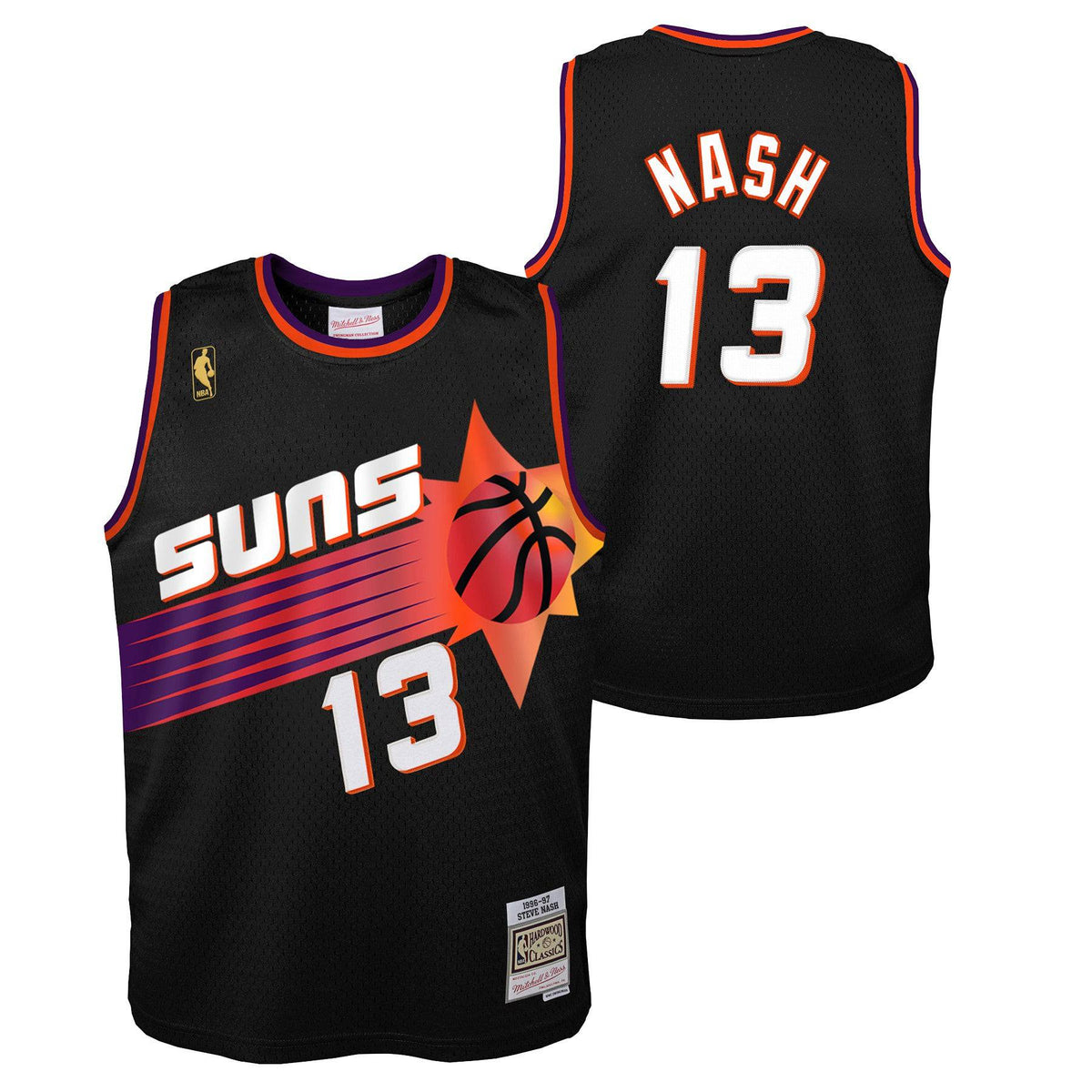 Youth Phoenix Suns Steve Nash Mitchell & Ness Black 1996-97 Hardwood Classics Swingman Jersey product image 1, provided for