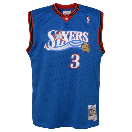 Youth Philadelphia 76ers Allen Iverson Mitchell & Ness Blue 1999-2000 Hardwood Classics Swingman Jersey product image 2,