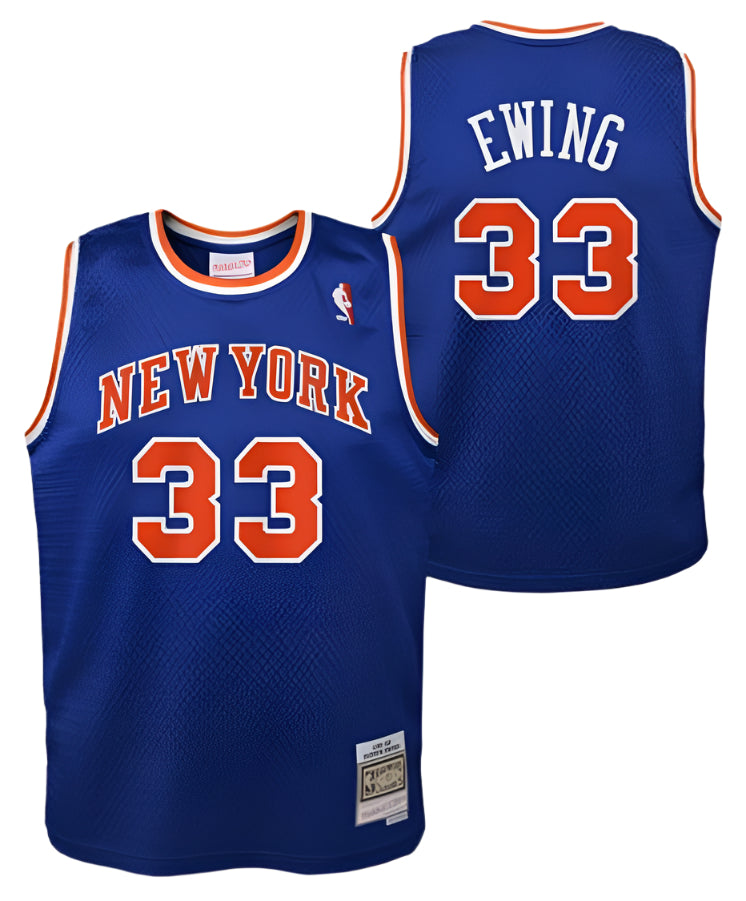 Youth New York Knicks Patrick Ewing Mitchell & Ness Blue 1991-92 Hardwood Classics Swingman Jersey product image 1, provided