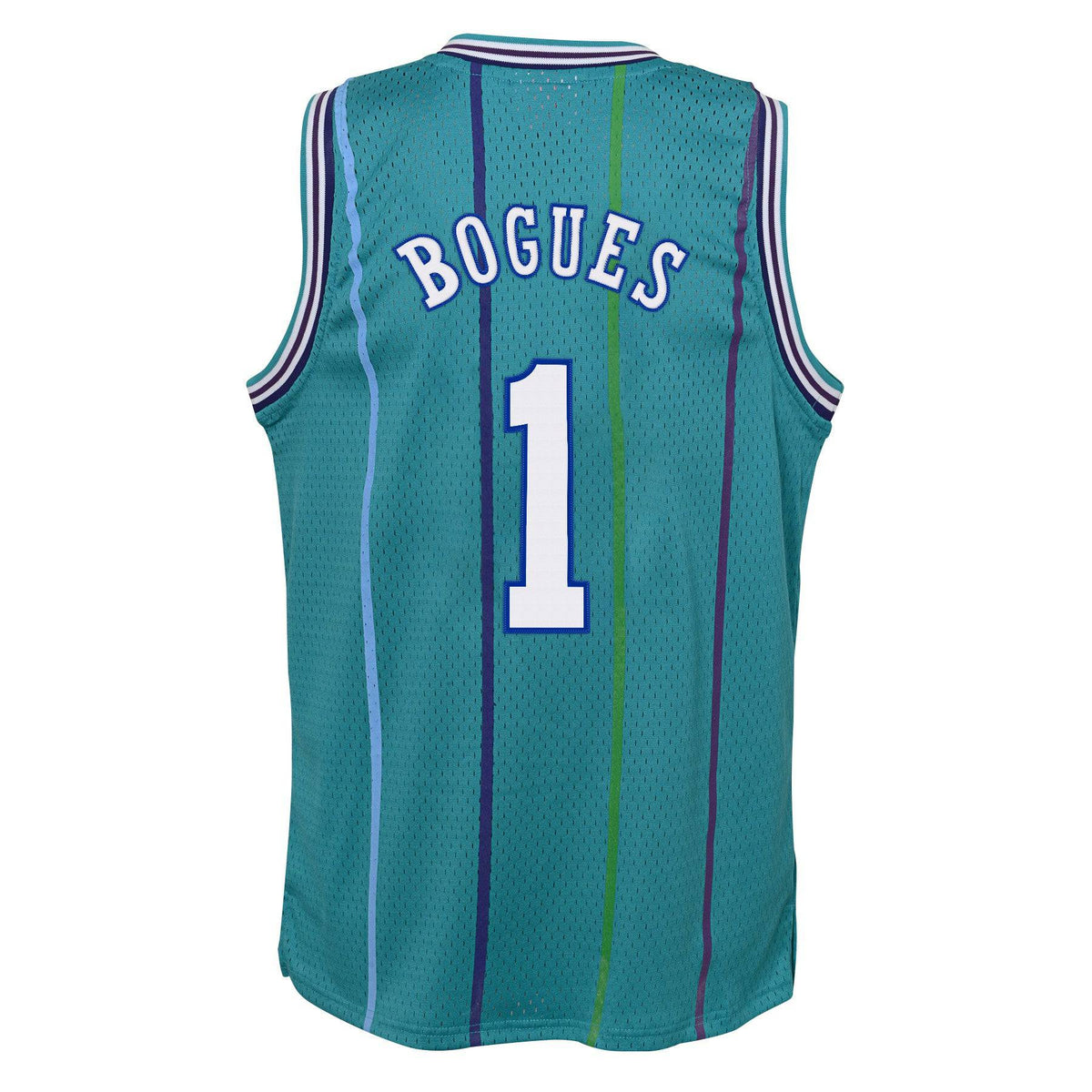 Youth Charlotte Hornets Muggsy Bogues Mitchell & Ness Teal 1992-93 Hardwood Classics Swingman Jersey product image 3,