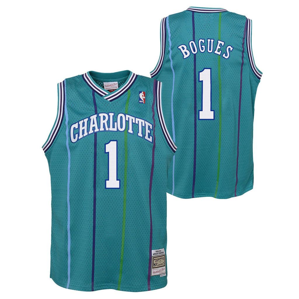 Youth Charlotte Hornets Muggsy Bogues Mitchell & Ness Teal 1992-93 Hardwood Classics Swingman Jersey product image 1,