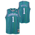 Youth Charlotte Hornets Muggsy Bogues Mitchell & Ness Teal 1992-93 Hardwood Classics Swingman Jersey product image 1,
