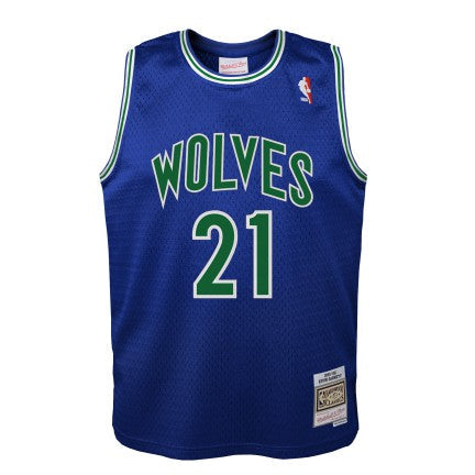 Youth Minnesota Timberwolves Kevin Garnett Mitchell & Ness Blue 1995-96 Hardwood Classics Swingman Jersey product image 2,