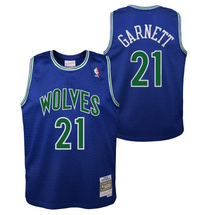 Youth Minnesota Timberwolves Kevin Garnett Mitchell & Ness Blue 1995-96 Hardwood Classics Swingman Jersey product image 1,