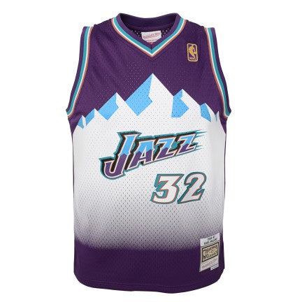 Youth Utah Jazz Karl Malone Mitchell & Ness Purple 1996-97 Hardwood Classics Swingman Jersey product image 2, provided for