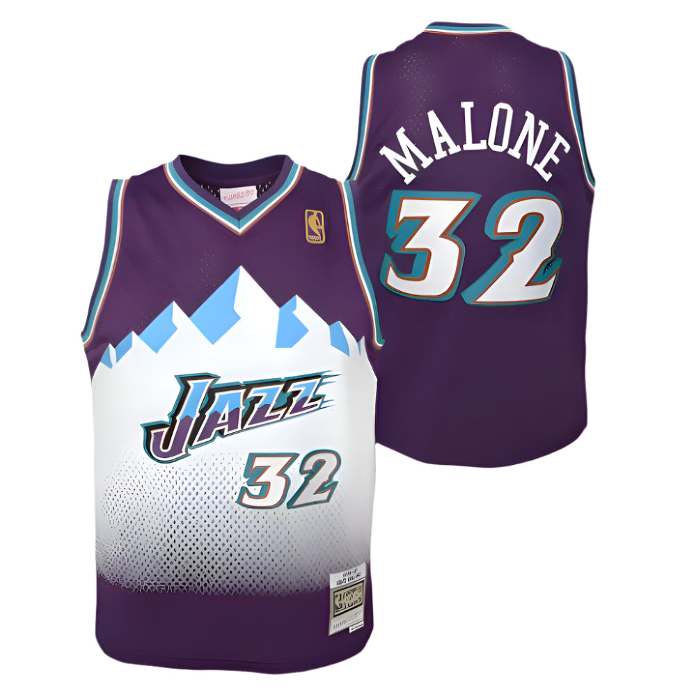 Youth Utah Jazz Karl Malone Mitchell & Ness Purple 1996-97 Hardwood Classics Swingman Jersey product image 1, provided for