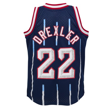 Youth Houston Rockets Clyde Drexler Mitchell & Ness Navy 1996-97 Hardwood Classics Swingman Jersey product image 3, provided