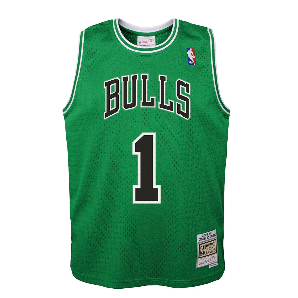Youth Chicago Bulls Derrick Rose Mitchell & Ness Kelly Green St. Patricks Day Hardwood Classics Swingman Jersey product