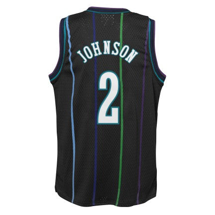 Youth Charlotte Hornets Larry Johnson Mitchell & Ness 1992-93 Hardwood Classics Reload 2.0 Swingman Jersey-Black product