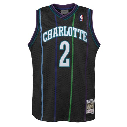Youth Charlotte Hornets Larry Johnson Mitchell & Ness 1992-93 Hardwood Classics Reload 2.0 Swingman Jersey-Black product