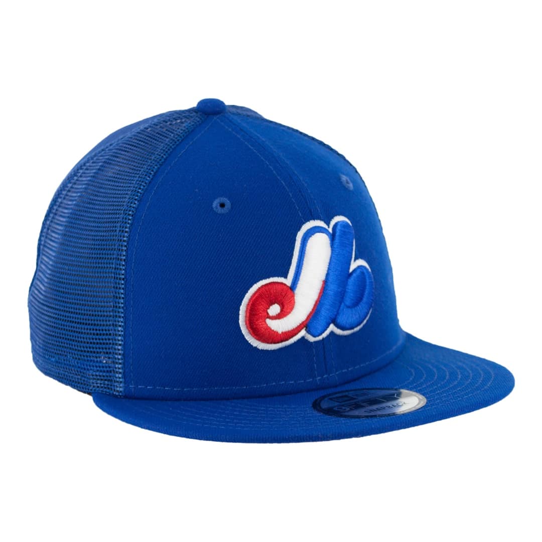 Montreal Expos New Era Blue 9FIFTY Mesh Trucker Snapback Hat product image 3, provided for visual reference and product