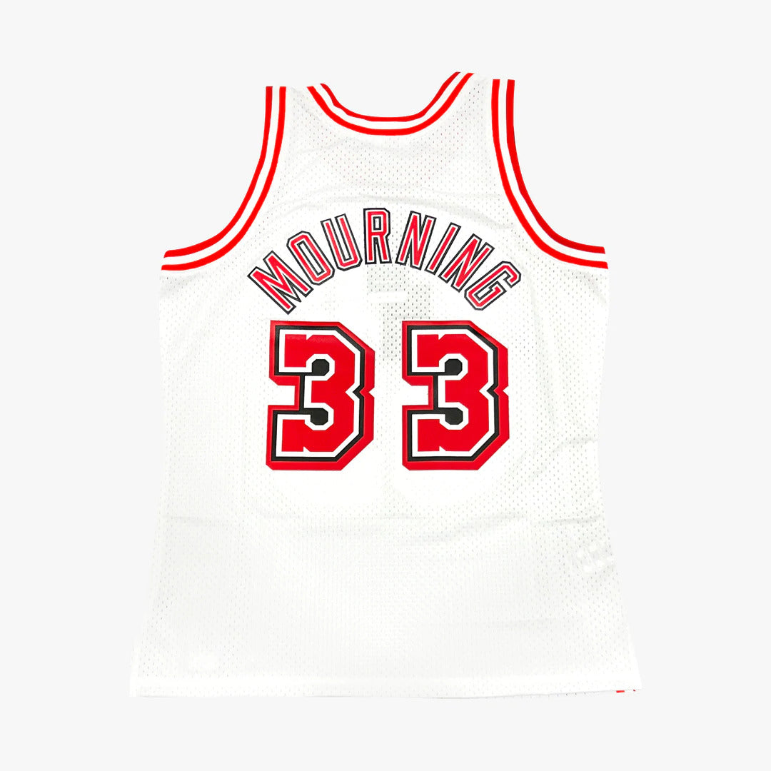 Miami Heat Alonzo Mourning Mitchell & Ness NBA Mens Hardwood Classics White Swingman Jersey product image 2, provided for