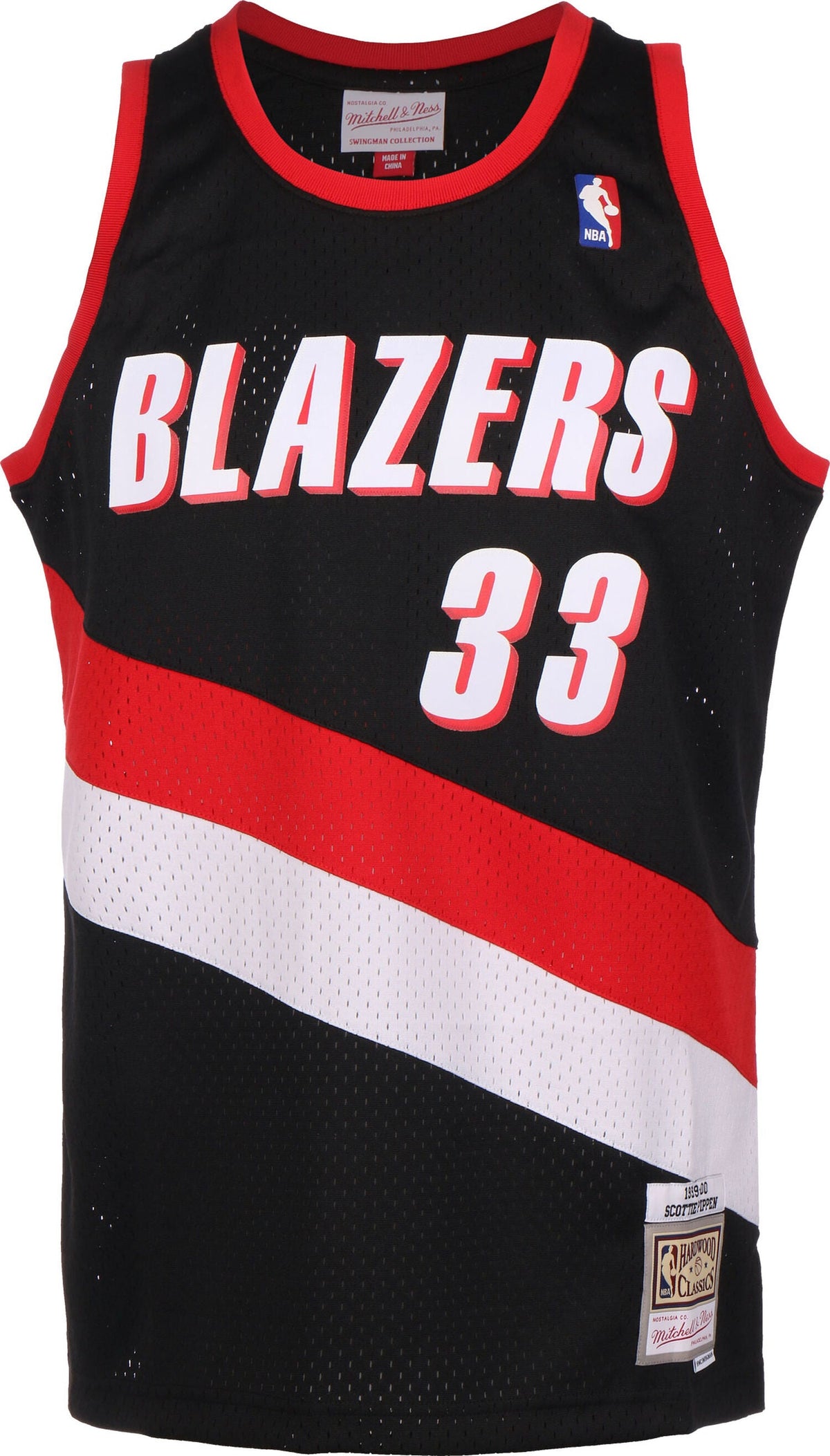 Scottie Pippen 1999-00 Portland Trail Blazers Mitchell & Ness Black/Red/White Hardwood Classics Swingman Jersey for Men