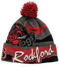 Rockford IceHogs Draft Granite Cuffed Knit Beanie with Pom product image 1, provided for visual reference and product detail