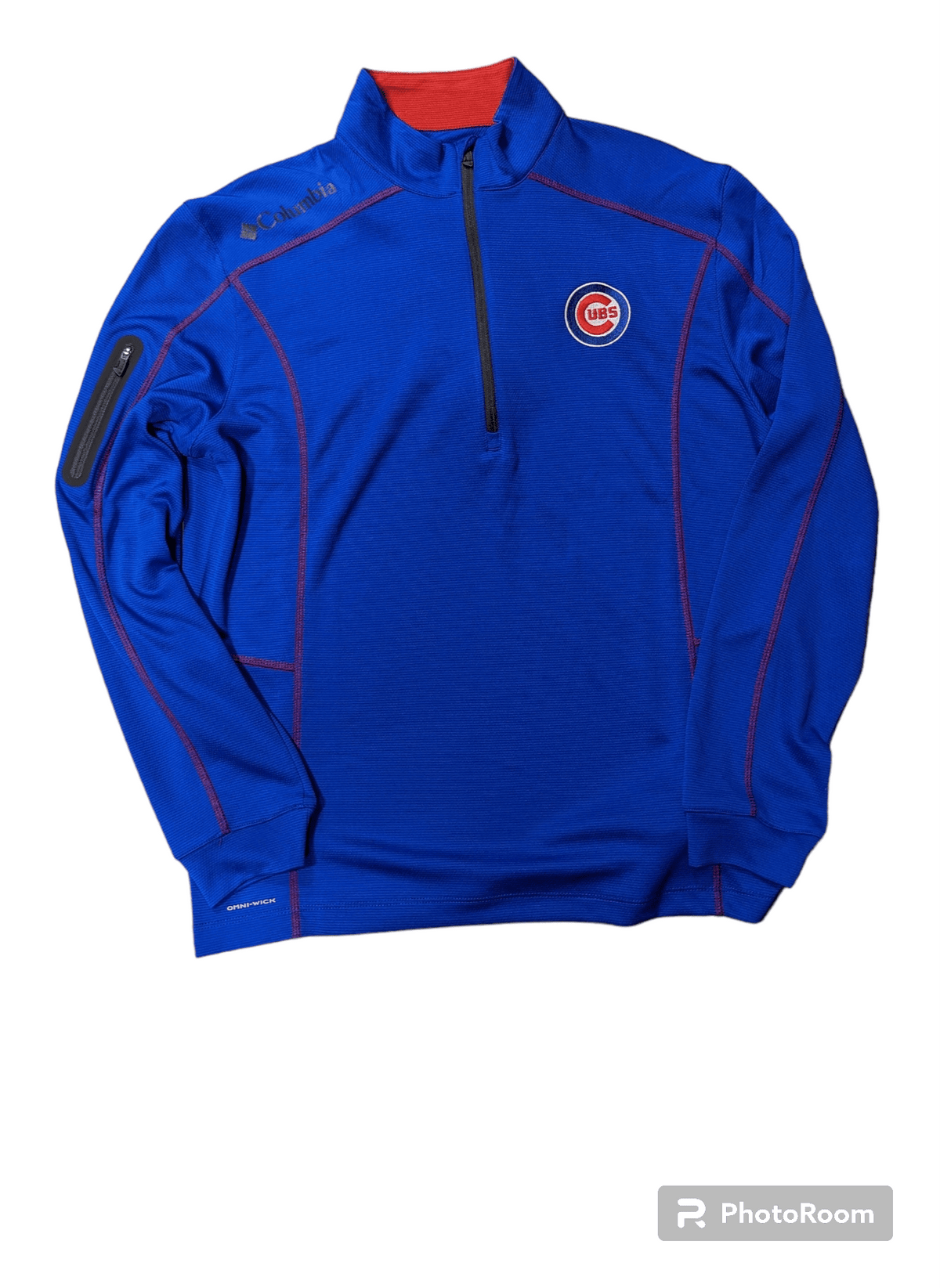 Chicago Cubs Shotgun Omni-Wick 1/4 Zip Pullover Jacket-Red Trim for Men product image 1, provided for visual reference and
