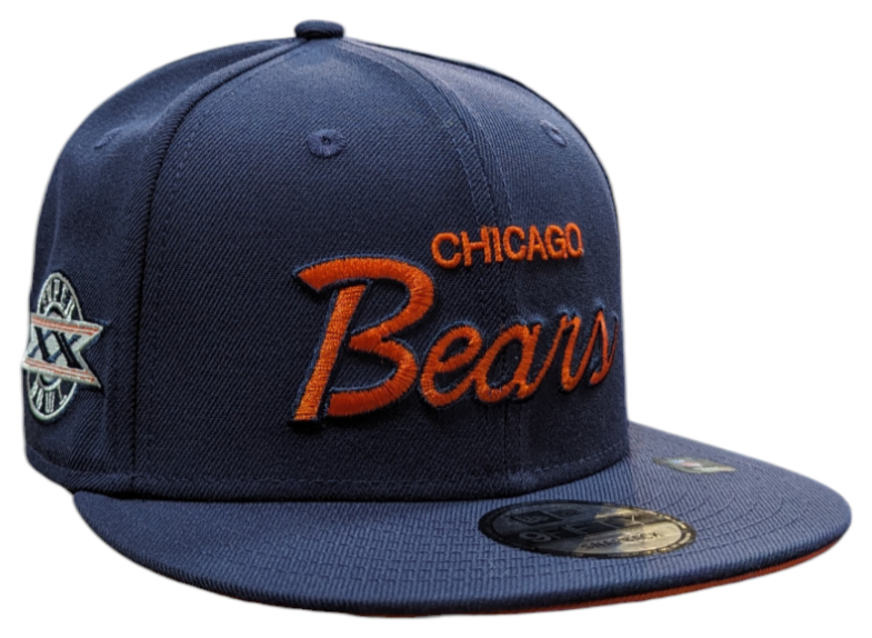 Mens Chicago Bears New Era Griswold Navy Super Bowl XX Side Patch 9FIFTY Snapback Hat product image 1, provided for visual