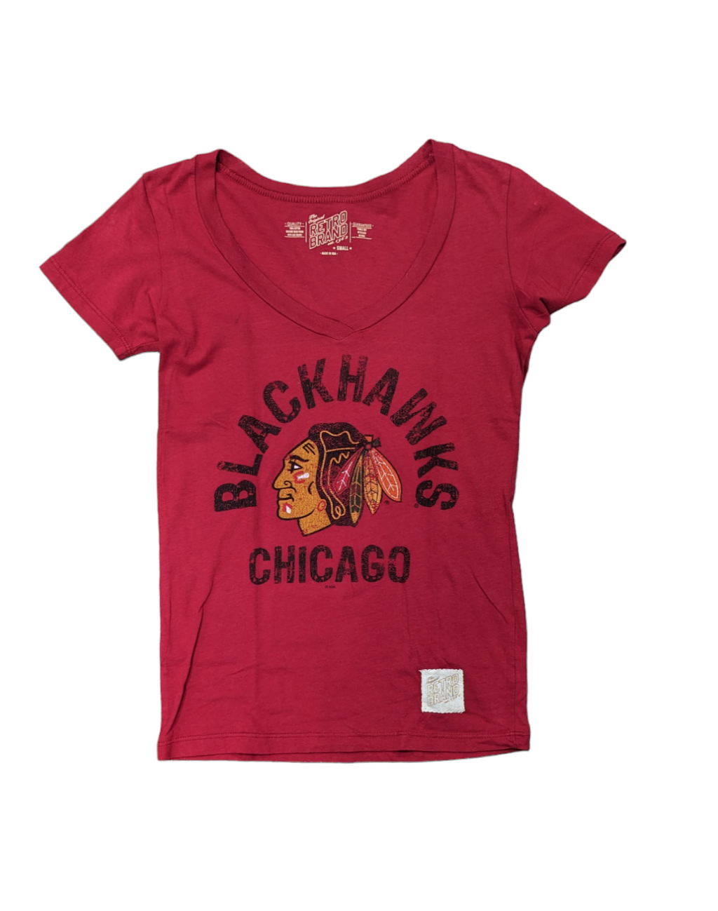Chicago Blackhawks Chicago Deep V Neck T-Shirt for Women product image 2, provided for visual reference and product detail