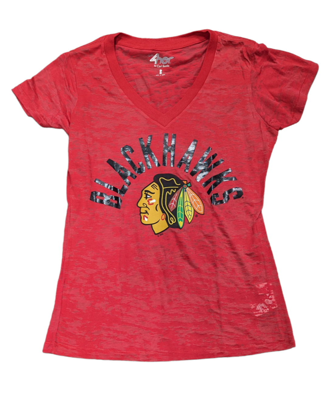 Chicago Blackhawks Red G-III 4Her by Carl Banks V-Neck Burnout T-Shirt for Women product image 1, provided for visual