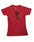 Chicago Blackhawks Old Time Hockey Red Blasted Logo V-Neck T-Shirt for Women product image 1, provided for visual reference