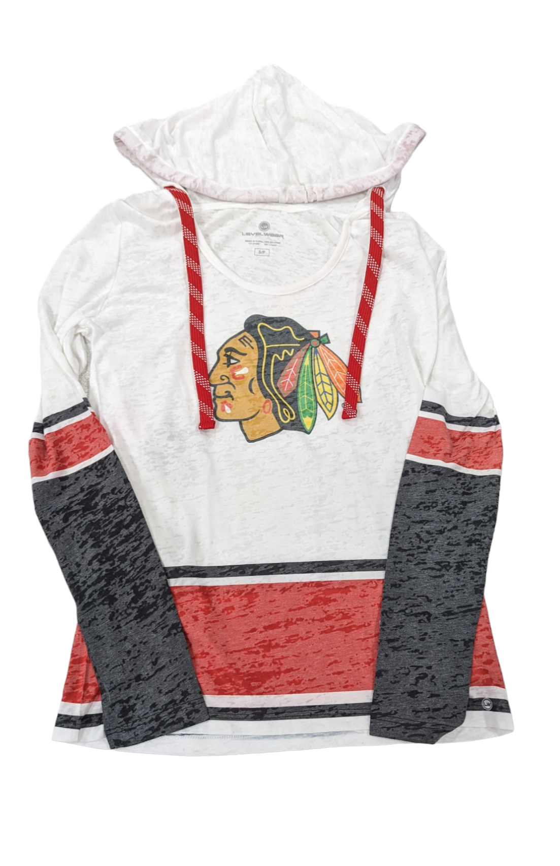 Chicago Blackhawks NHL LevelWear White Skate Lacey Lucy Hooded T-Shirt for Women product image 1, provided for visual
