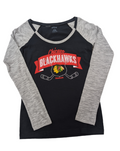 Chicago Blackhawks Reebok Black Slub Long Sleeve T-Shirt for Women product image 1, provided for visual reference and