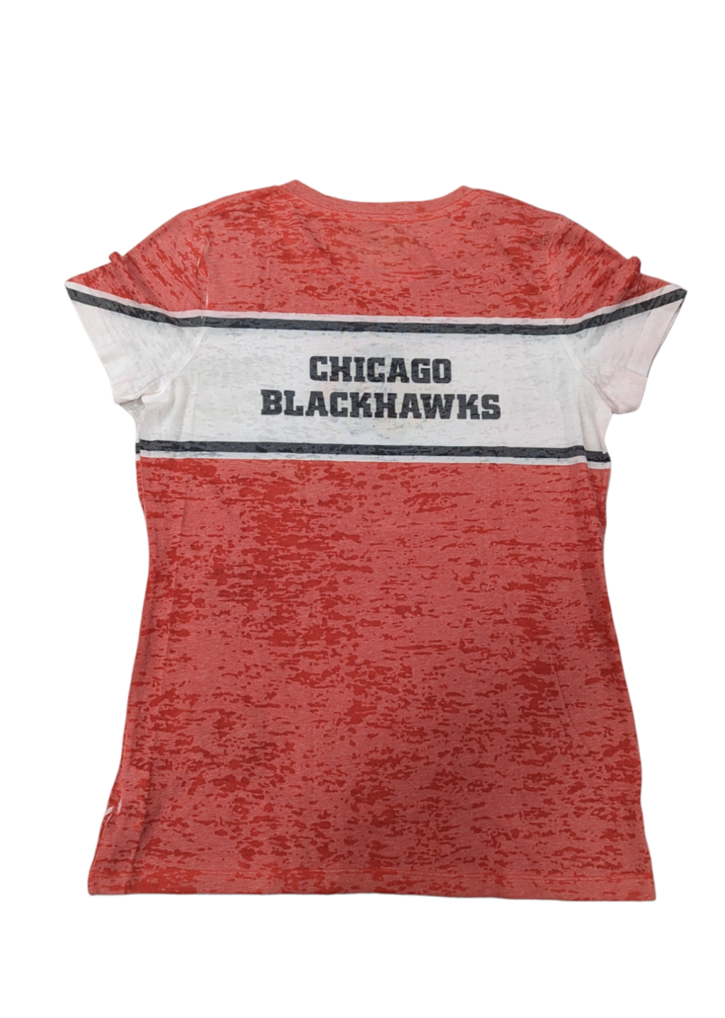 Chicago Blackhawks NHL Red LevelWear Big Stripe Burnout T-Shirt for Women product image 2, provided for visual reference and