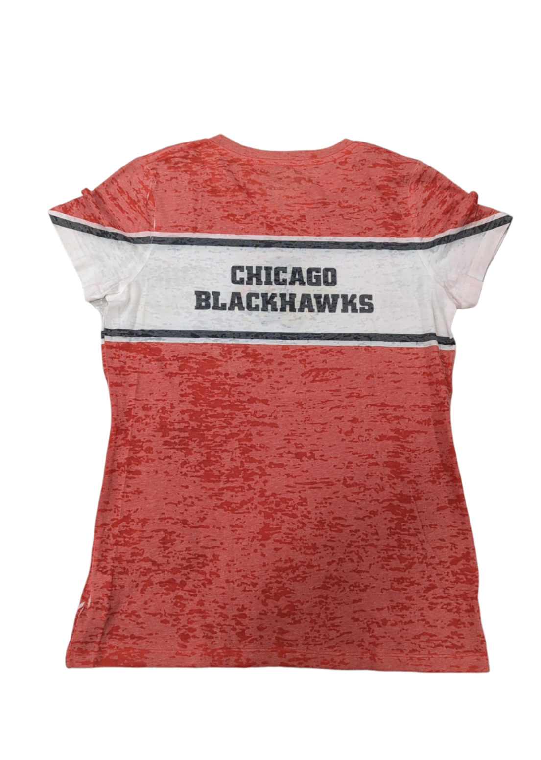 Chicago Blackhawks NHL Red LevelWear Big Stripe Burnout T-Shirt for Women product image 2, provided for visual reference and
