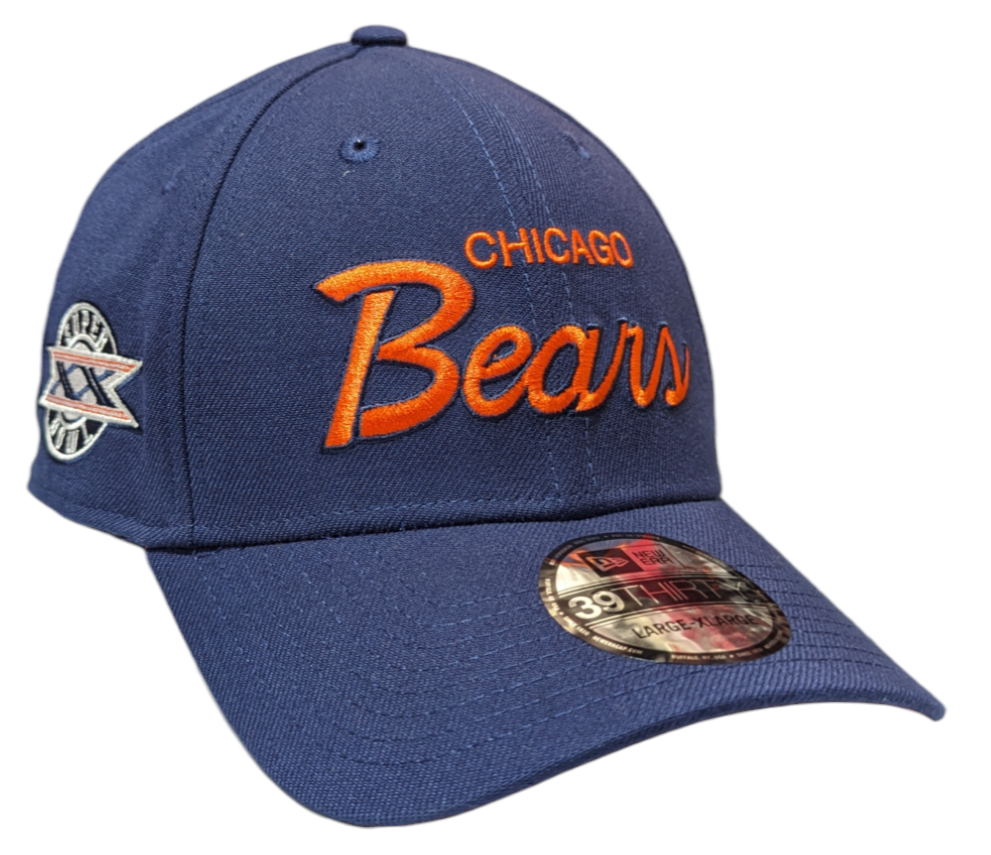 Chicago Bears New Era Super Bowl XX Griswold Navy 39THIRTY Flex Hat product image 1, provided for visual reference and