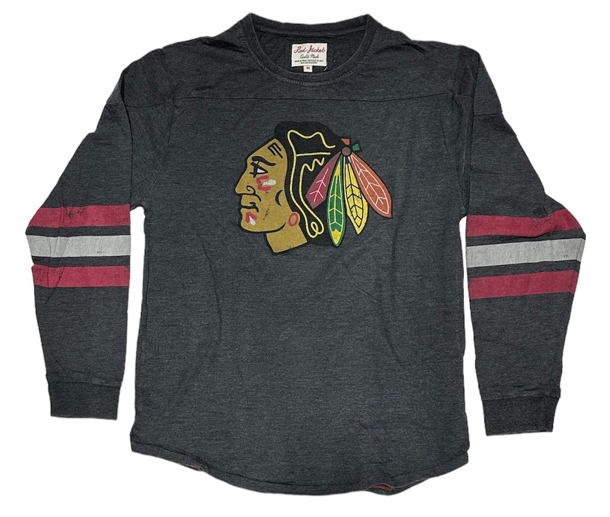Chicago Blackhawks Black Thompson Long Sleeve Fashion T Shirt product image 1, provided for visual reference and product