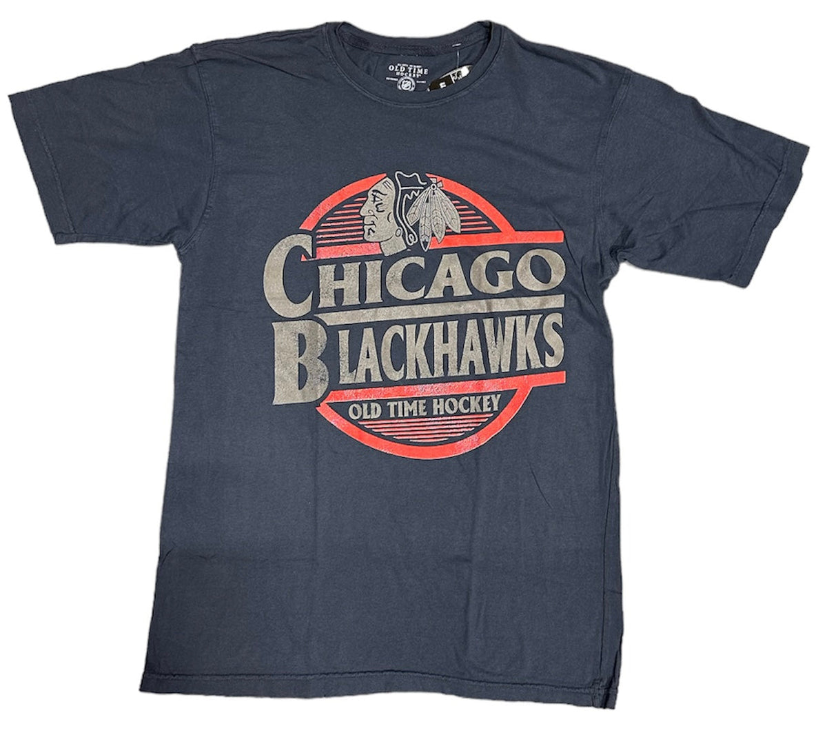 Chicago Blackhawks Charcoal Coil T-Shirt By Old Time Hockey for Men product image 1, provided for visual reference and