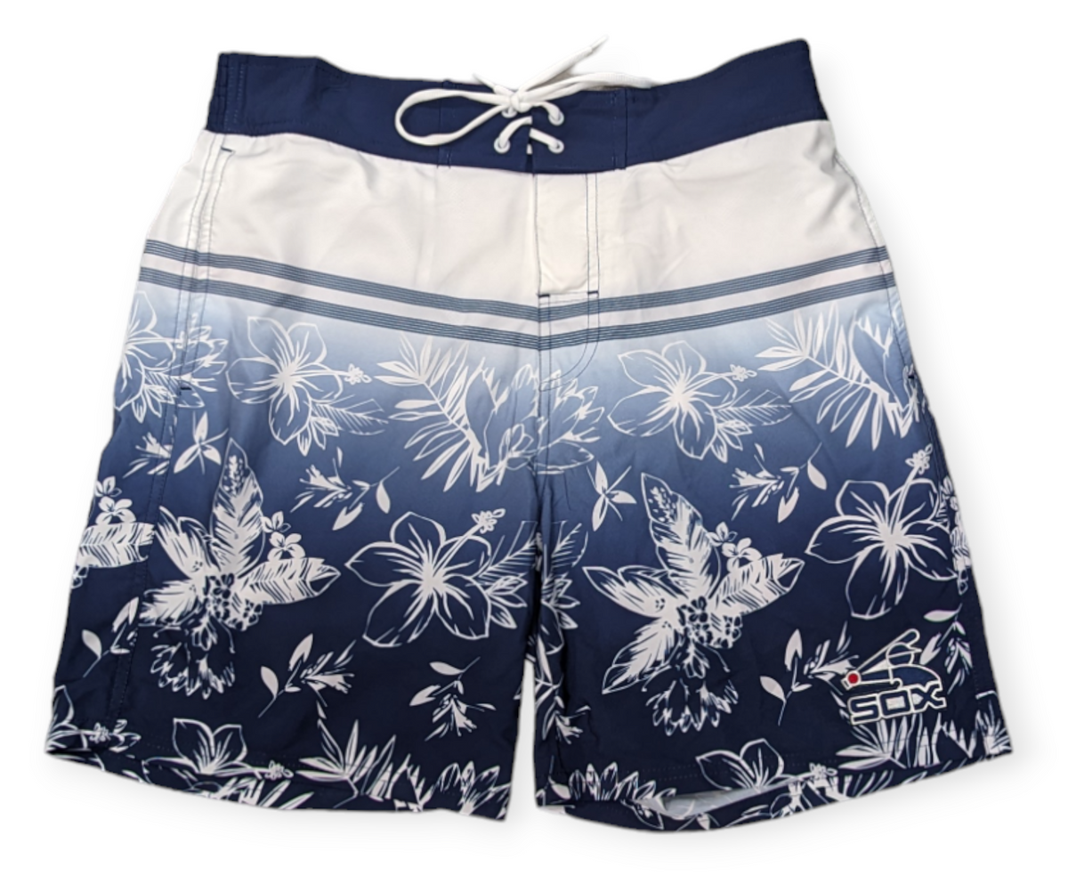 Chicago White Sox Cooperstown Collection Hawaiian Print Navy Swim Trunks for Men product image 1, provided for visual