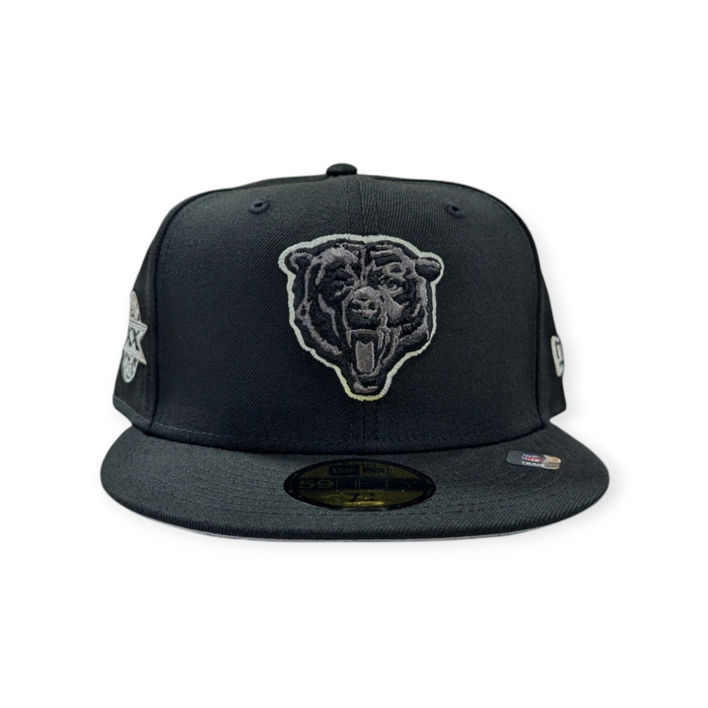 Chicago Bears Super Bowl XX Black And Graphite New Era 59FIFTY Fitted Hat product image 2, provided for visual reference and